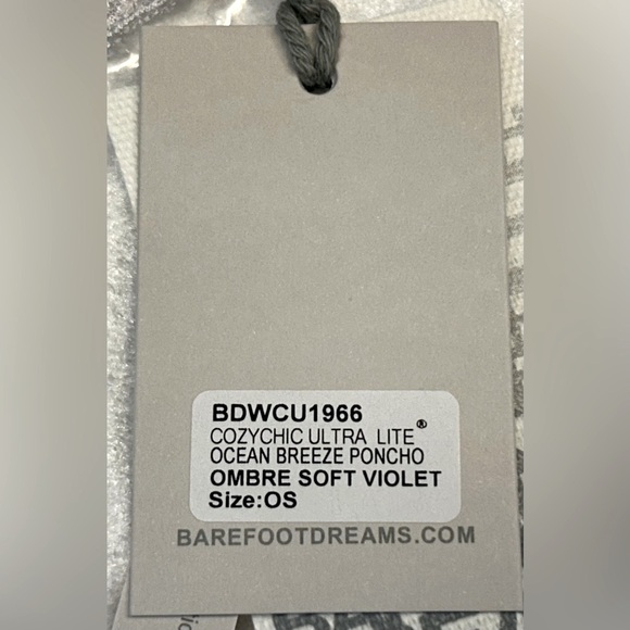 NWT Barefoot Dreams CozyChic Ultra Lite Ocean Breeze Poncho Ombre Soft Violet OS - Picture 10 of 11